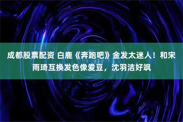 成都股票配资 白鹿《奔跑吧》金发太迷人！和宋雨琦互换发色像爱豆，沈羽洁好飒
